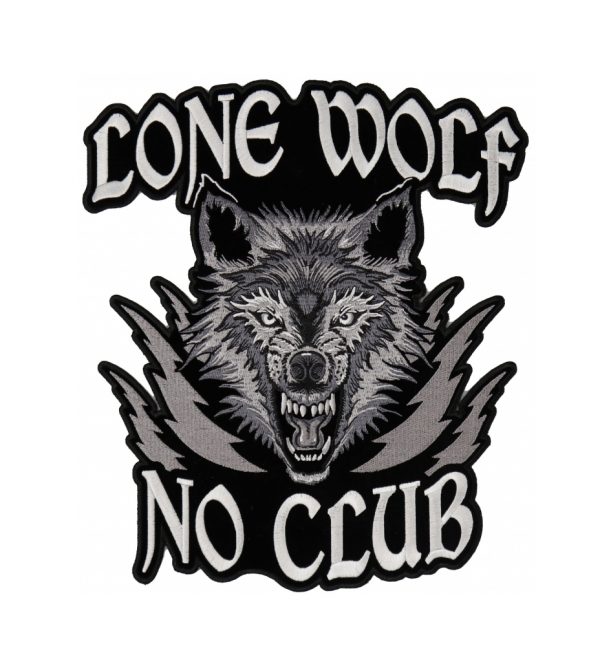 Lone Wolf No Club Mean Growling Wolf Embroidered Biker Patch Leather Supreme
