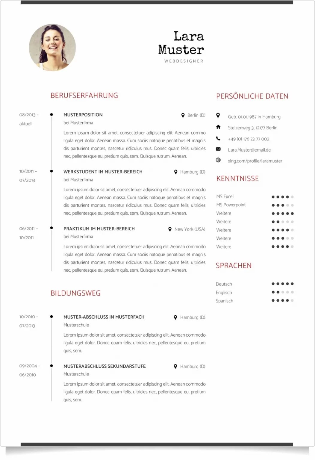 Moderner Lebenslauf Vorlagen, Muster & Tipps 2021