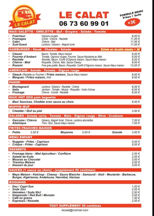 La carte Food truck à Cabestany