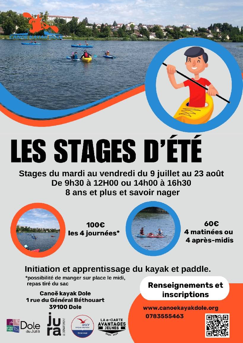 STAGES D'ÉTÉ DE CANOËKAYAK Dole (Jeune Public Jura)