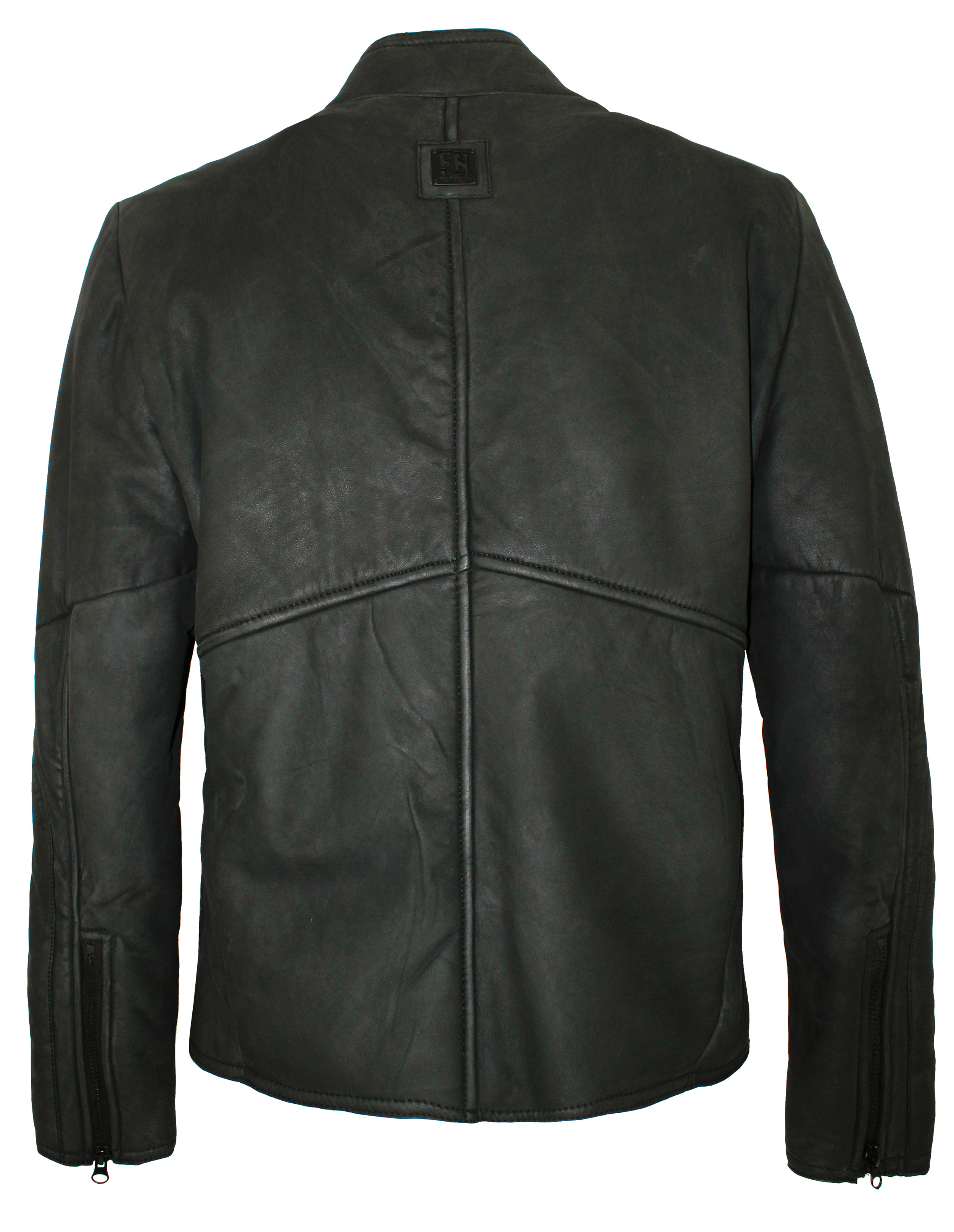 Freaky Nation Herren Lederjacke Lammnubuk Fell schwarz