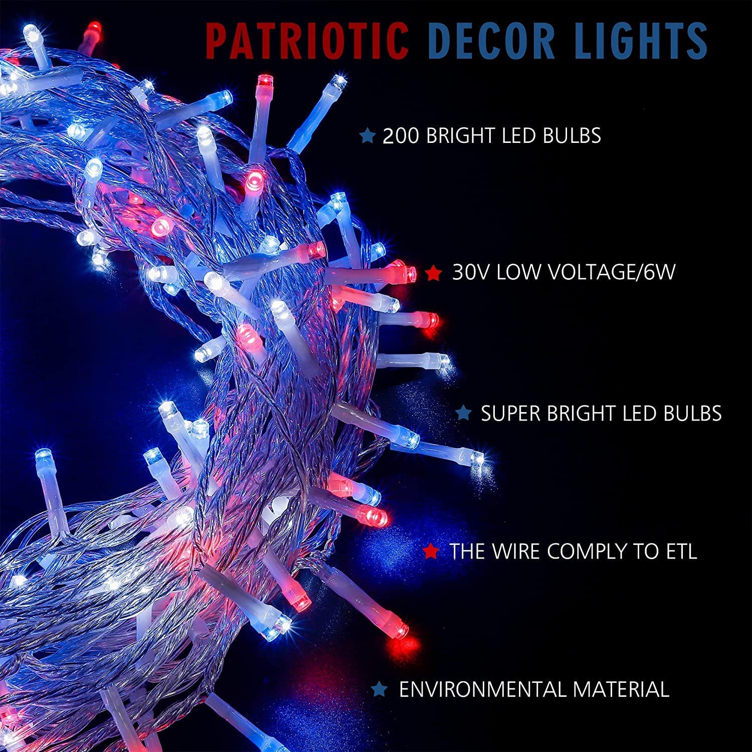 2pcs Pack of 66ft 200 LED Christmas String Lights Indoor Outdoor Water
