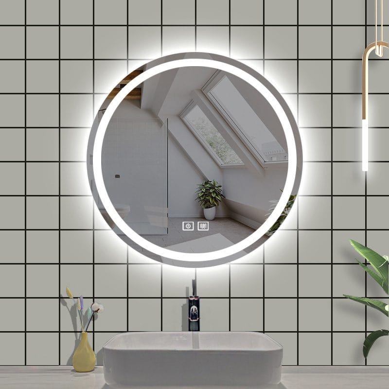 Frameless circular luxury defogging muti functions led bathroom lighted