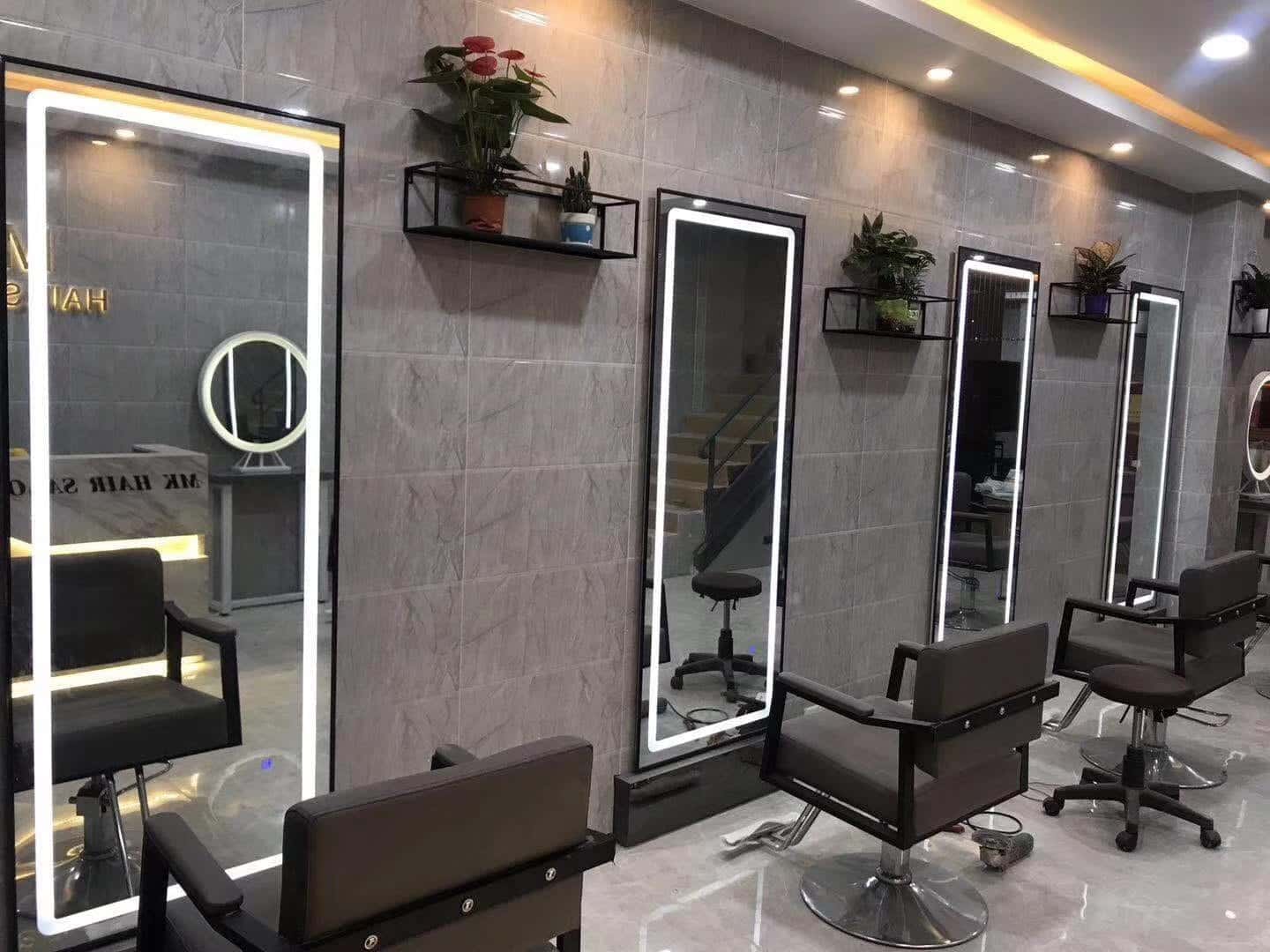 LED Lighted Saloon Mirror Wall Mounted High Lumen Touch