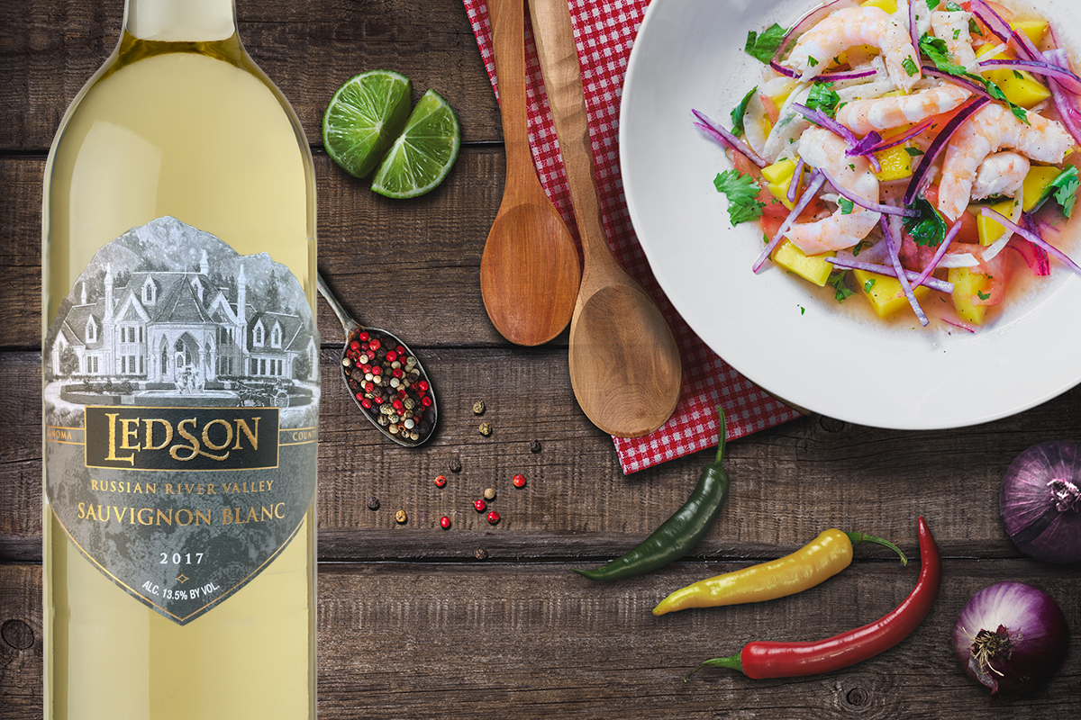Mango Shrimp Ceviche & Sauvignon Blanc Ledson Winery