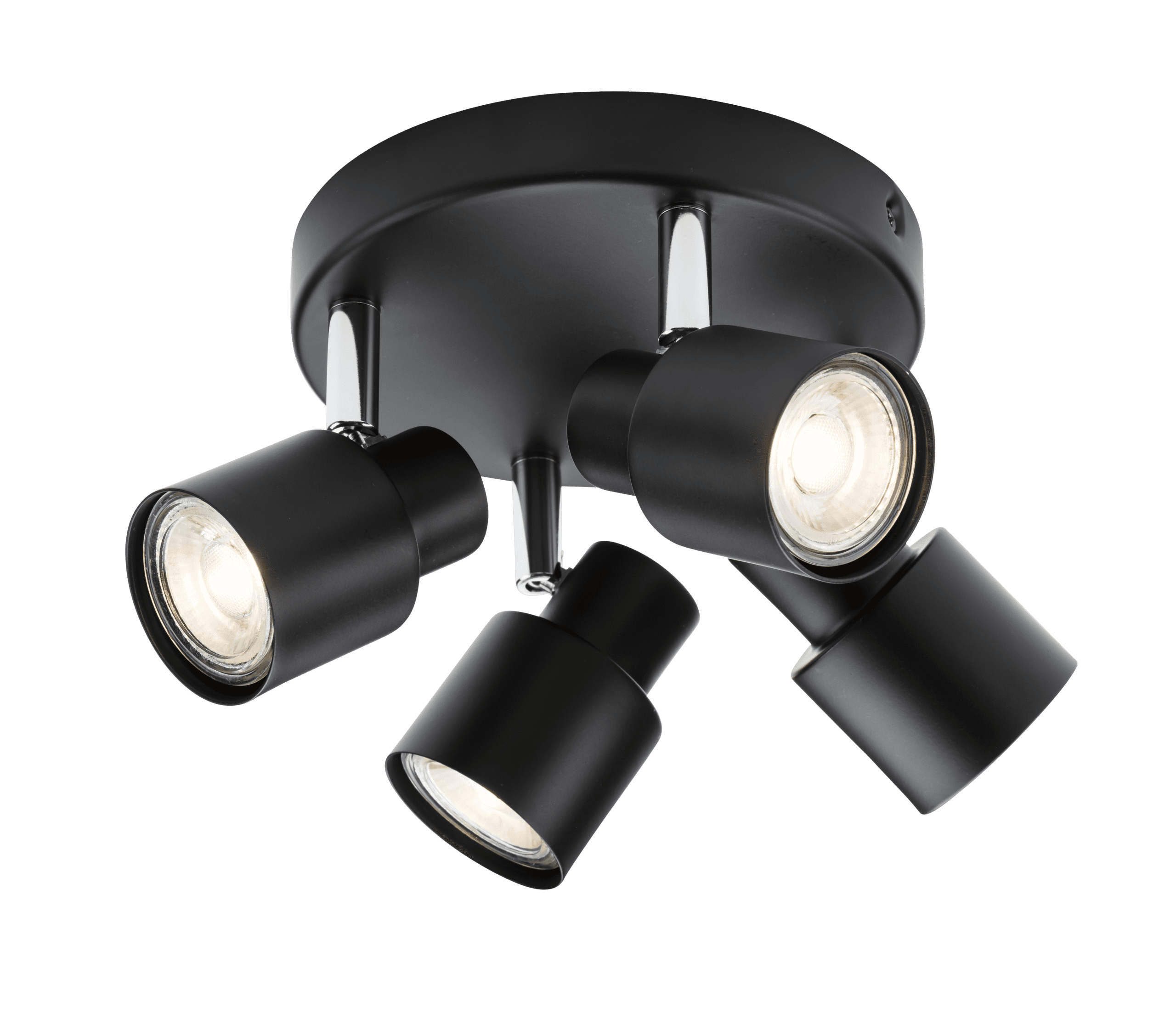 230V GU10 Quad Spotlight Matt Black LED Switchover UK 2023