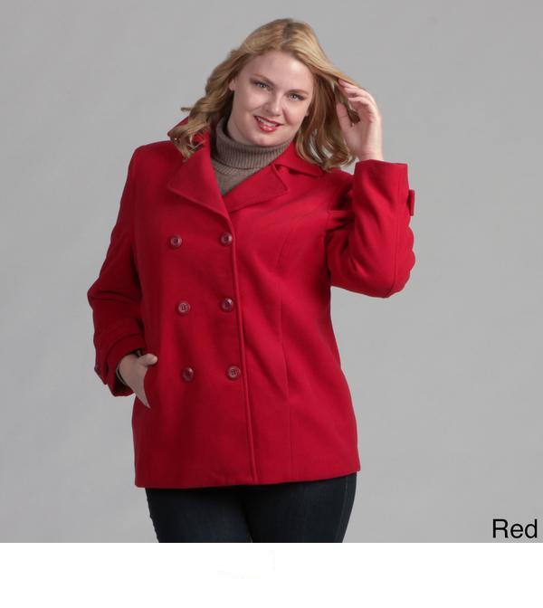 Full Figured Double Breasted Pea Coat Women Plus Size Pea Coat
