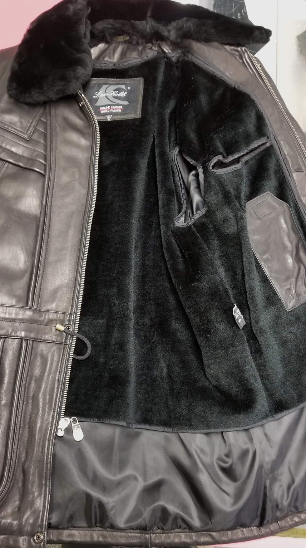 Men Leather Coat 3/4 Length Lambskin Color Black [1897] Lee Cobb Leather Coat, We manufacture