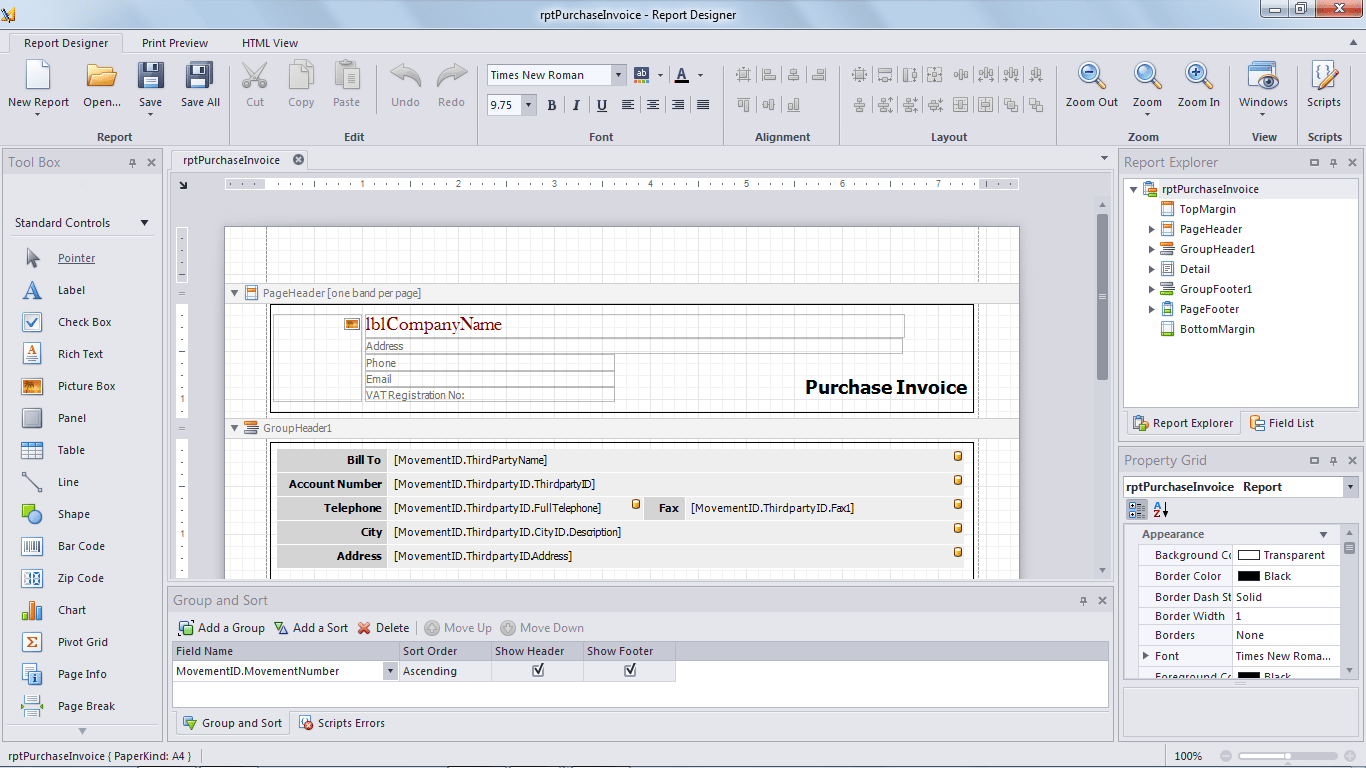 LeERP Report Designer