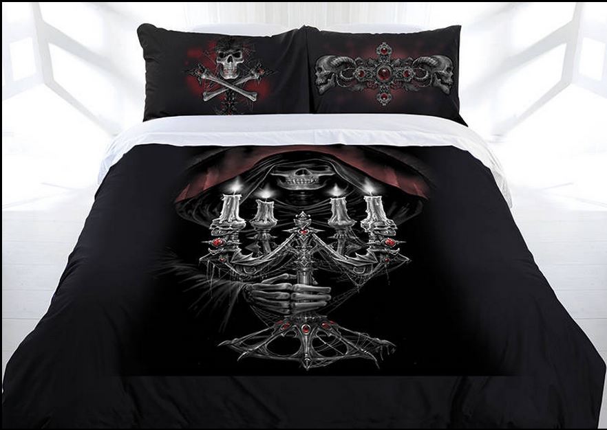 ANNE STOKES CANDELABRA Doona quilt COVER Bed set Double Gothic Skull