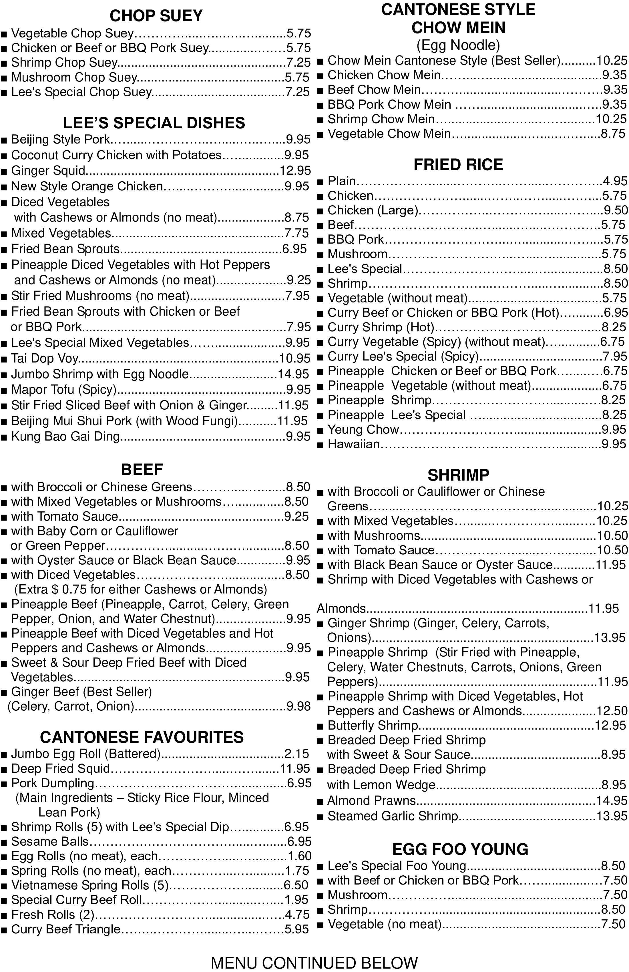 Lee's Chop Suey North Call us at (306) 5434848