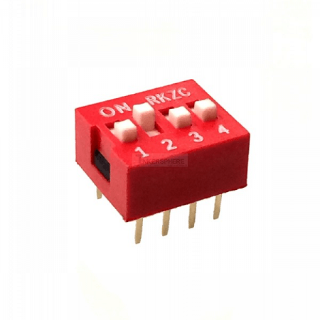 DIP Switch 4 Position Red Color - leetechbd