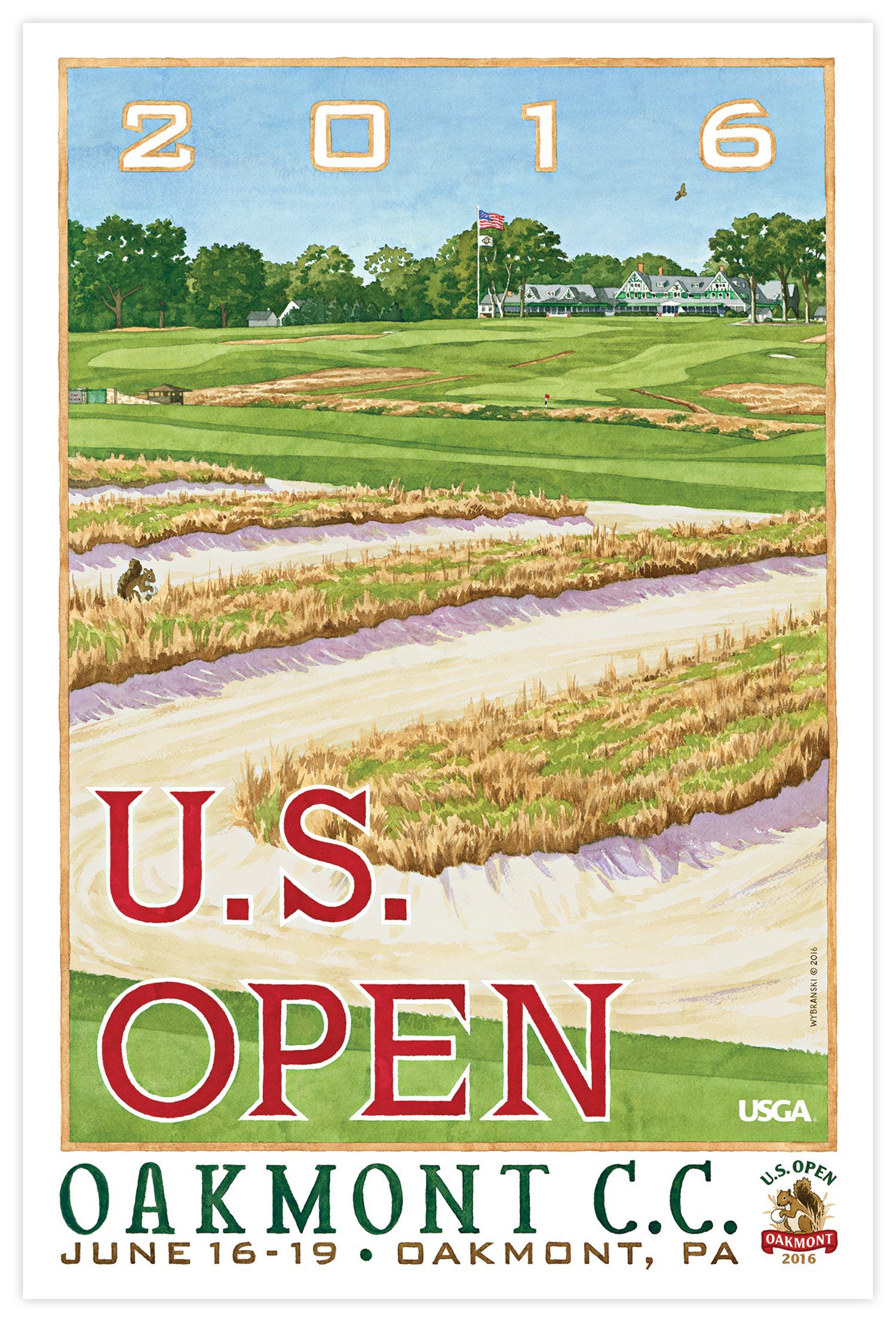 Signed 2016 U.S. Open Poster of Oakmont Country Club