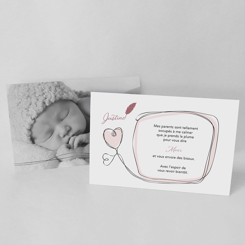 Carte de remerciement Mon petit coeur fille Le faire