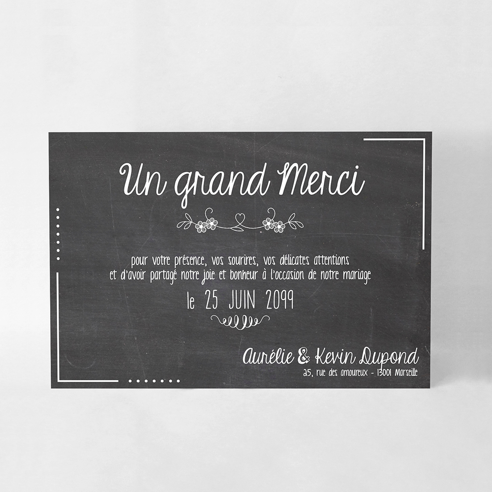 Carte de remerciement originale Clap cinéma Le faire