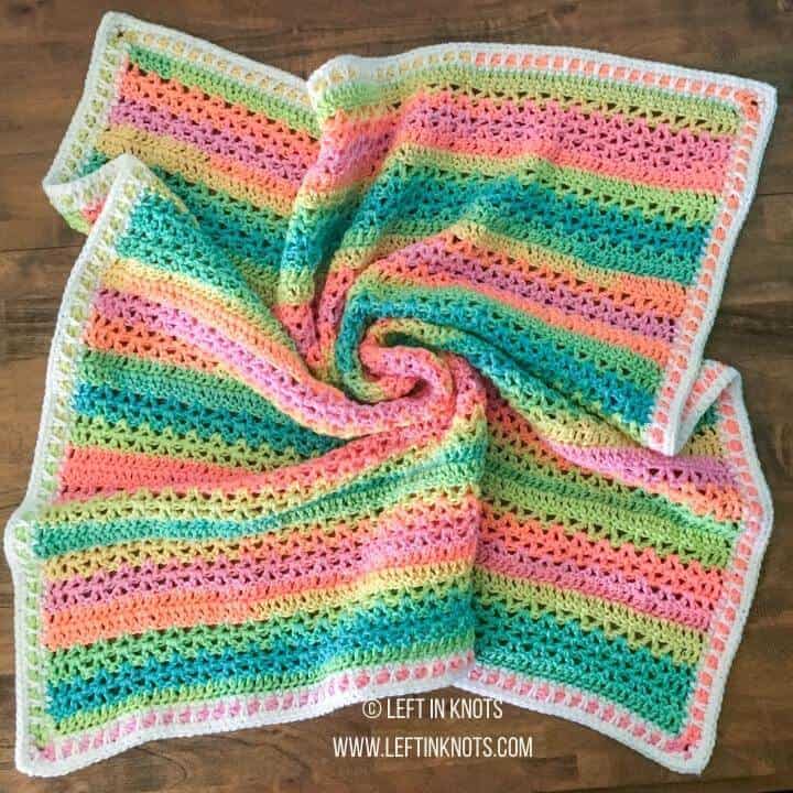 Crochet Neon Baby Blanket Free Pattern Left in Knots