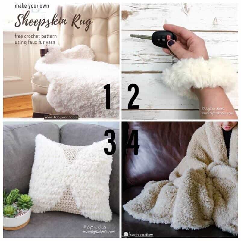 Crochet with Faux Fur Yarn using these Free Crochet Patterns Left in