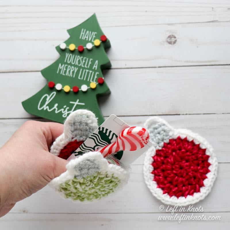 Crochet Holly Jolly Christmas Ornament Gift Card Holder Free Pattern