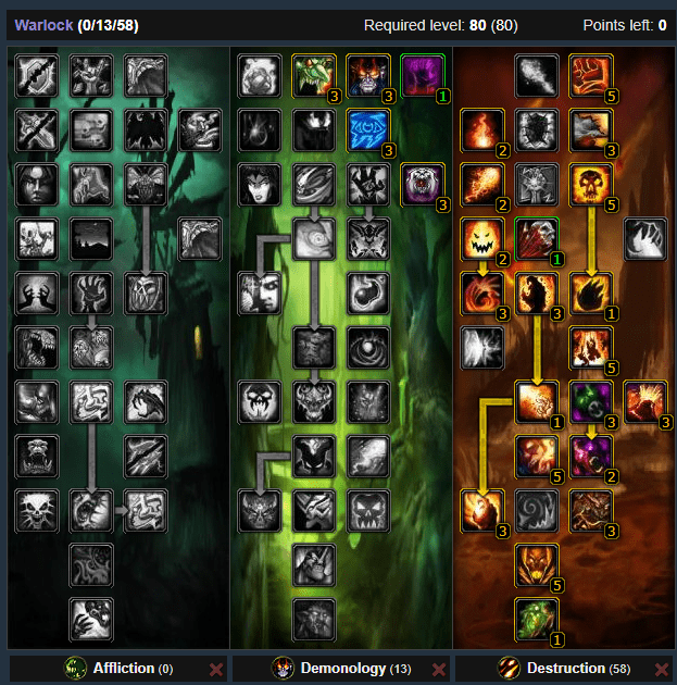 PVE WotLK Destruction Warlock DPS Guide (Short)