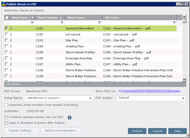 Newforma Project Center Eleventh Edition Help Publish Sheets to PDF