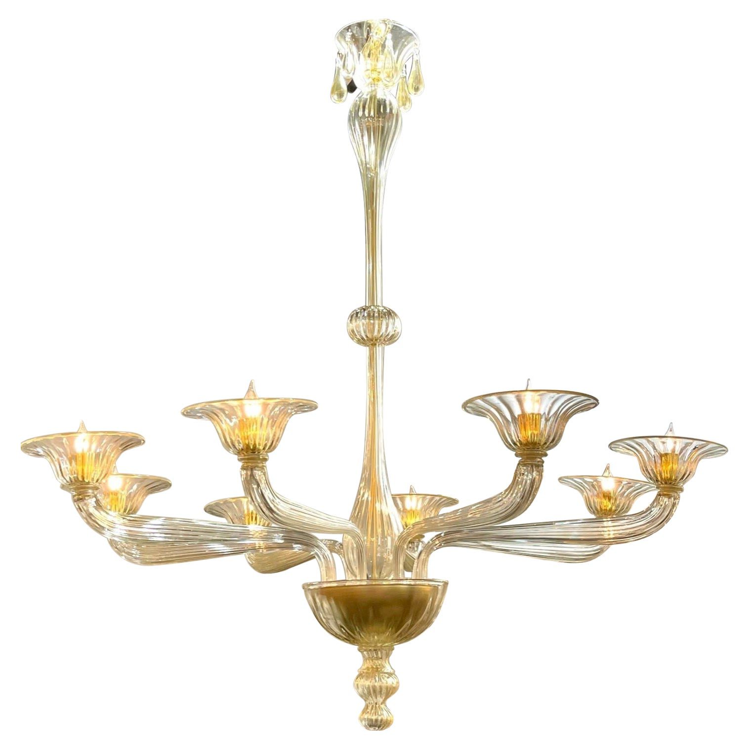 Italian Modern Gold Murano Glass Chandelier Legacy Antiques