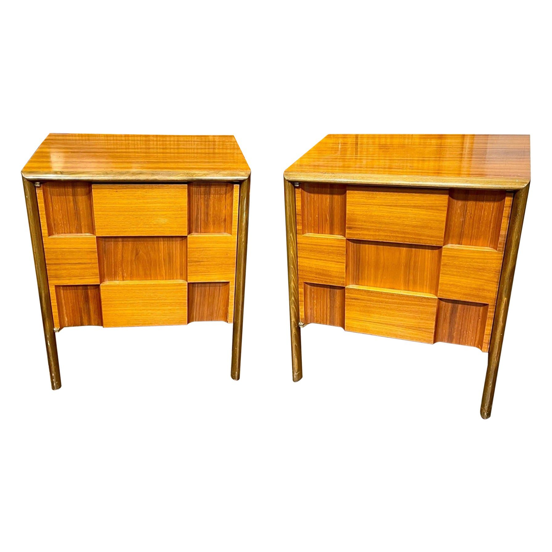 Mid Century Modern Paint of Edmond Walnut Side Tables Legacy Antiques