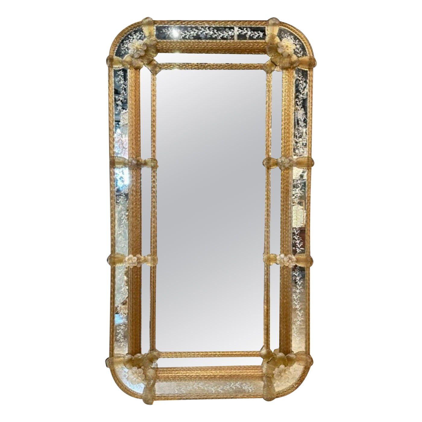 Vintage Etched Glass Mirror Legacy Antiques