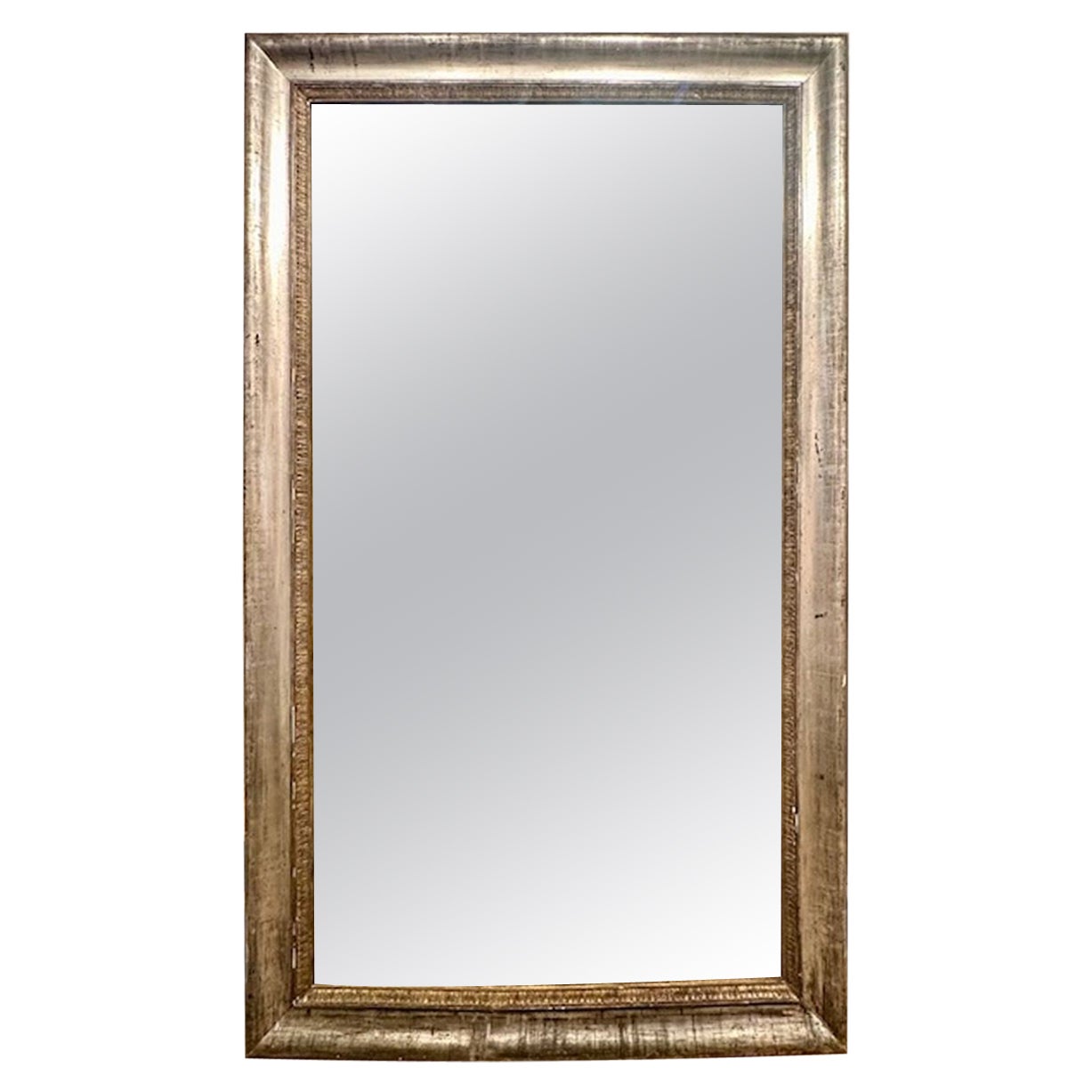 19th Century French Directoire Silver Leaf Floor Mirror Legacy Antiques