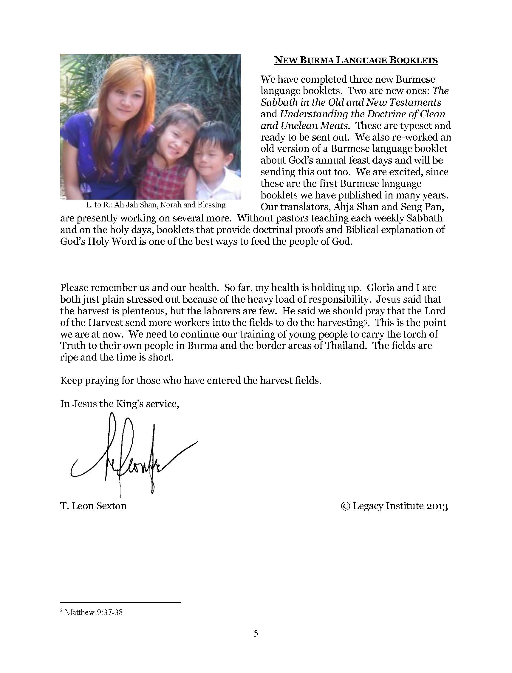Legacy Letter August 2013 Legacy Institute