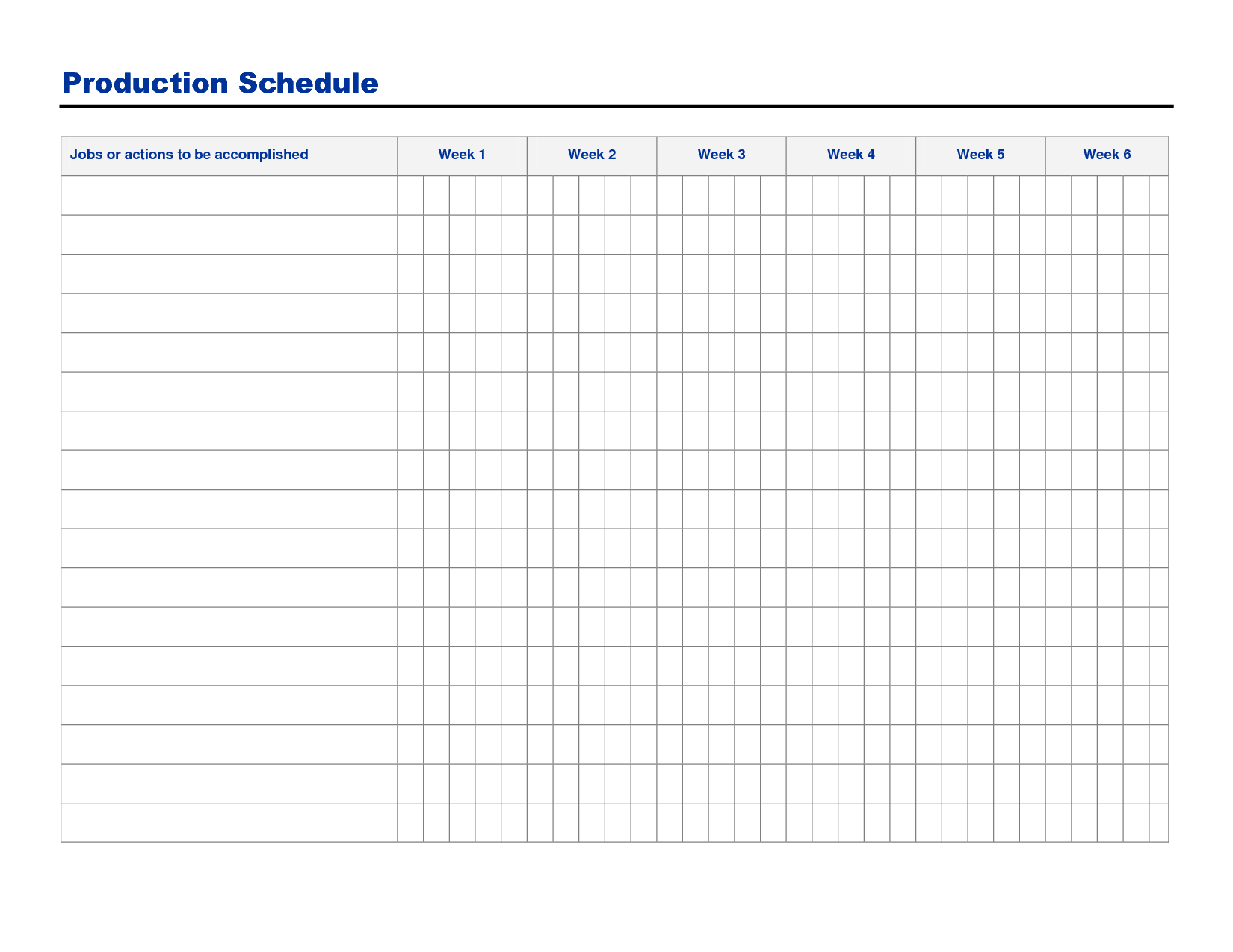 Production Schedule Sample Template Cards Design Templates