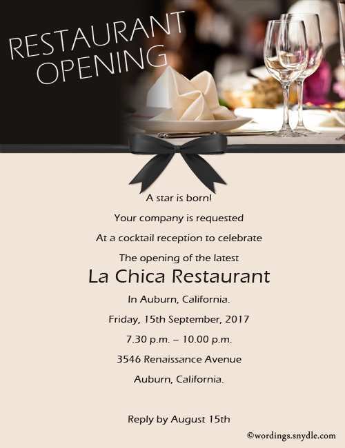 Invitation Card Format For Restaurant Opening Cards Design Templates