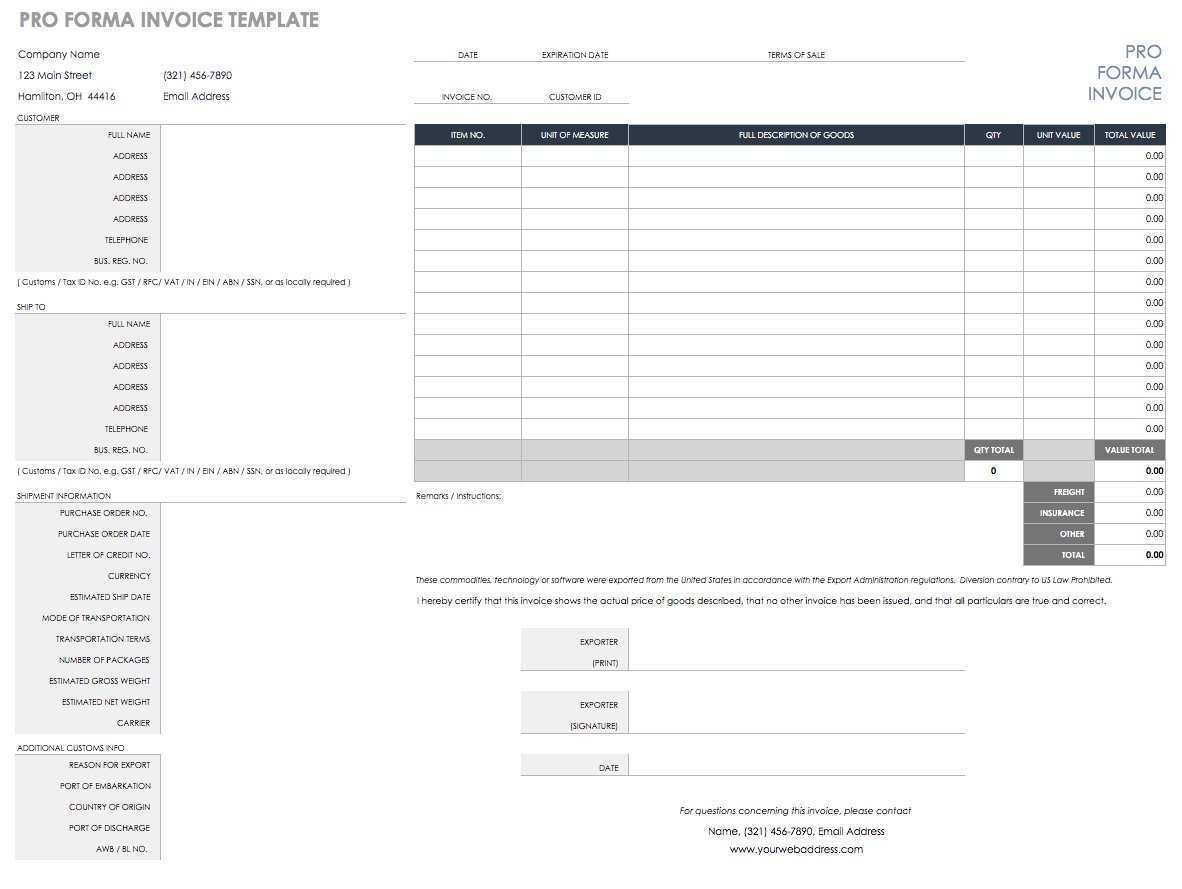 Invoice Format In Excel For Export Cards Design Templates