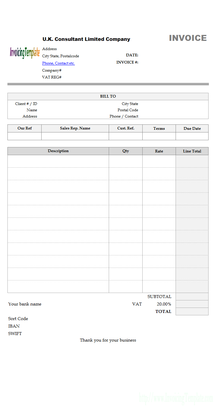 Vat Invoice Example Uk Cards Design Templates