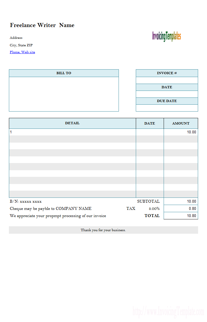 Hourly Service Invoice Template Cards Design Templates