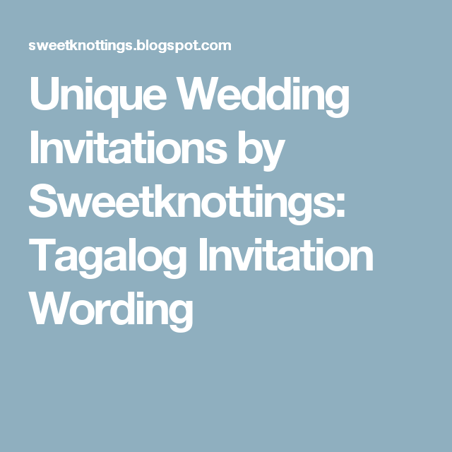 Tagalog Wedding Invitation Template Cards Design Templates