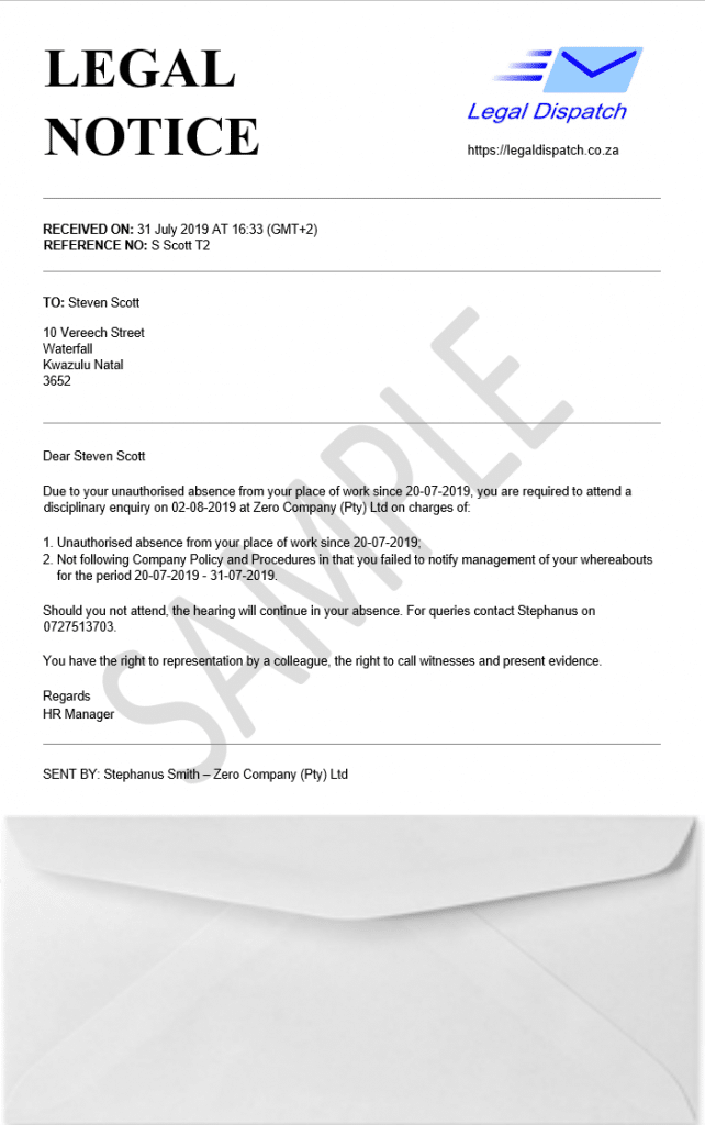 Our Telegram Service provides irrefutable Proof of Delivery for CCMA/court