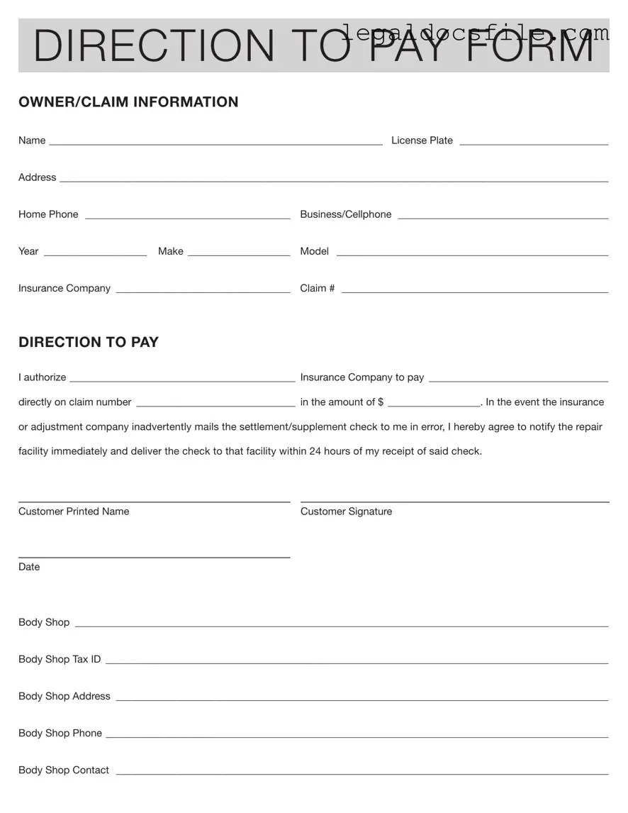 Fillable Authorization And Direction Pay Template —