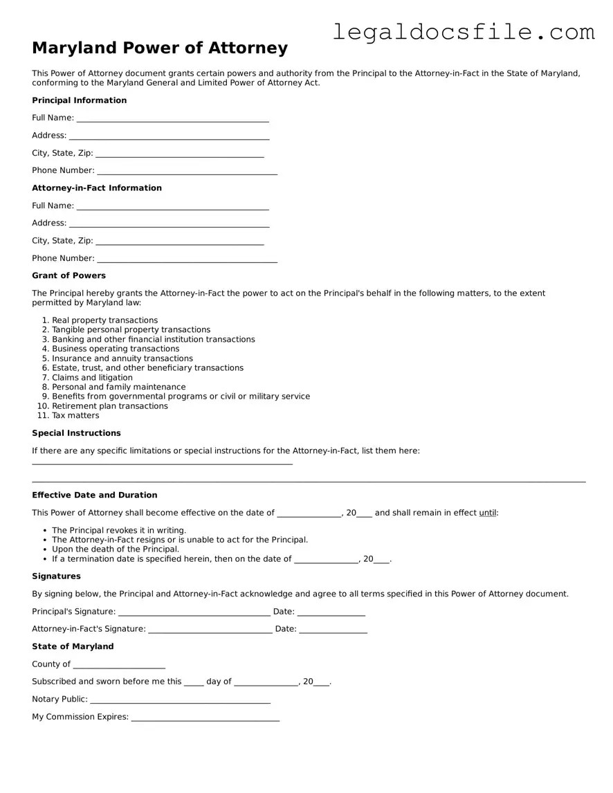 Prepare Your Maryland Power of Attorney With Our Printable Form(07)