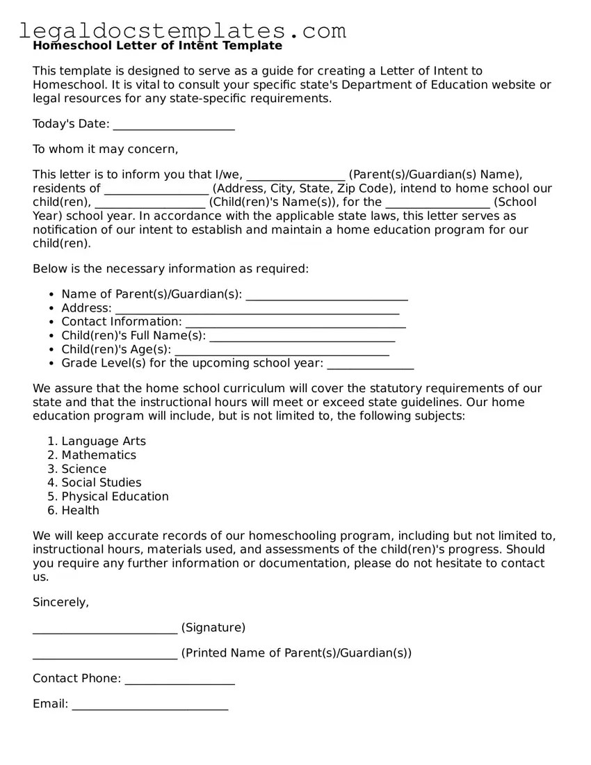 Free Homeschool Letter of Intent Forms ≡ Simple PDF Template