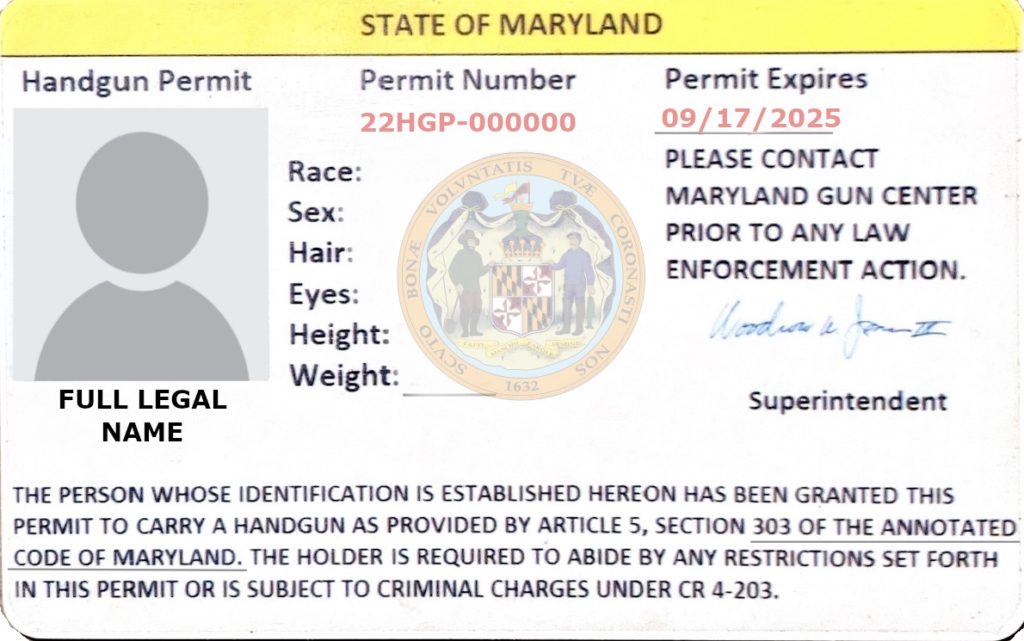 MD Wear & Carry Permit (225) Legally Protected