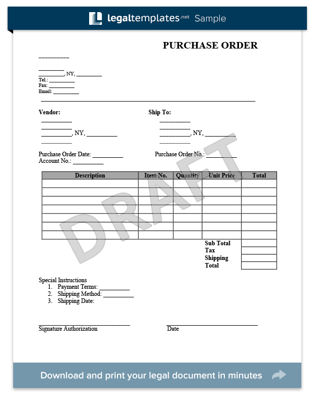 Create a Purchase Order Form in minutes LegalTemplates