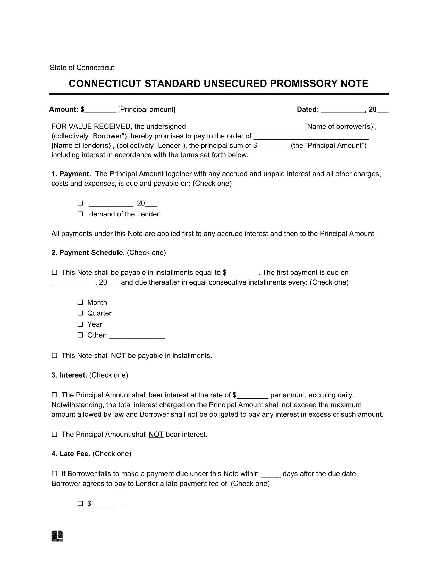 Free Connecticut Promissory Note Templates PDF & Word