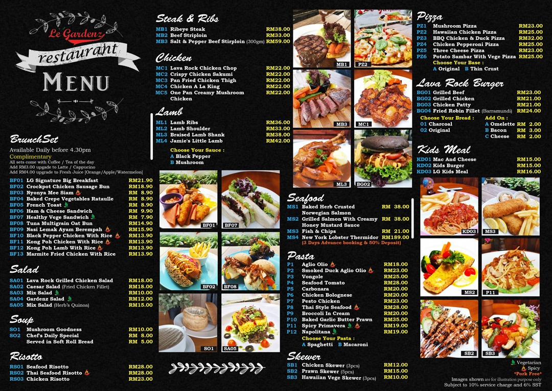 Menu Le Gardenz Cafe