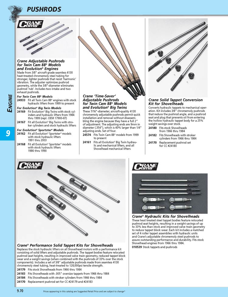 American Legend Motorcycles Pushrods and Pushrod Covers