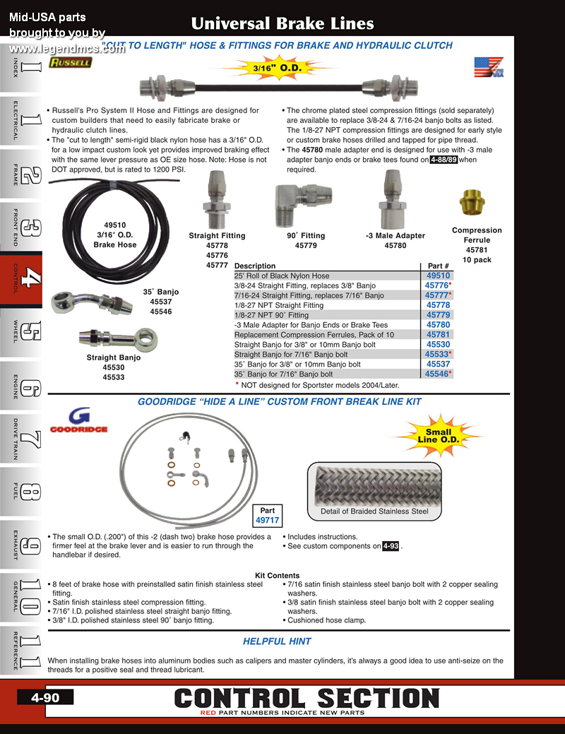 Discount Brake Lines and Fittings from MidUSA for Harley Davidson
