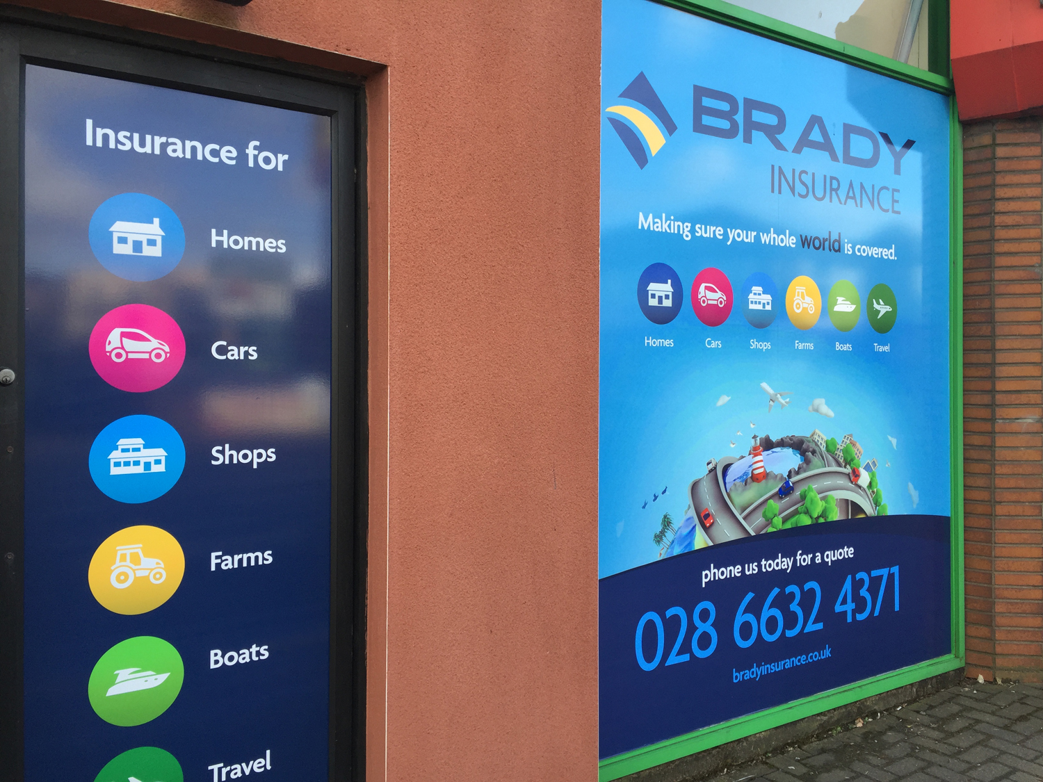 New Signage and Window Graphics for Brady Insurance Le Graphics