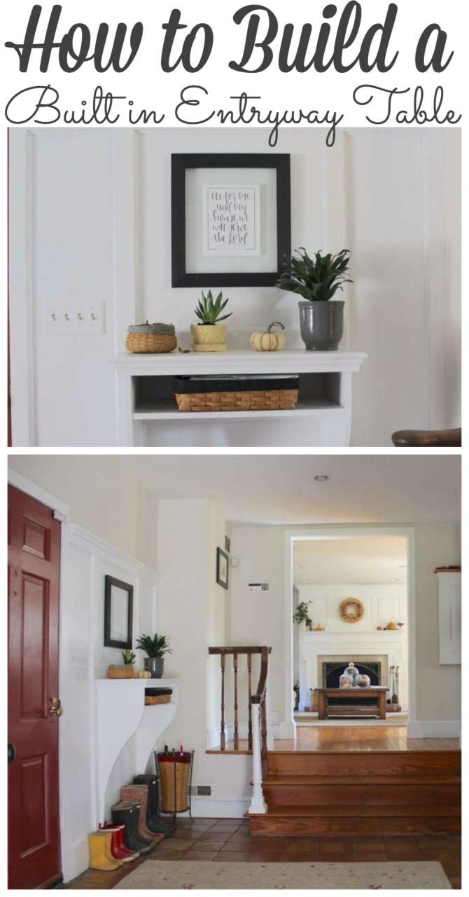 Beautiful DIY Foyer & Entryway Built In Table with Board & Batten Wall