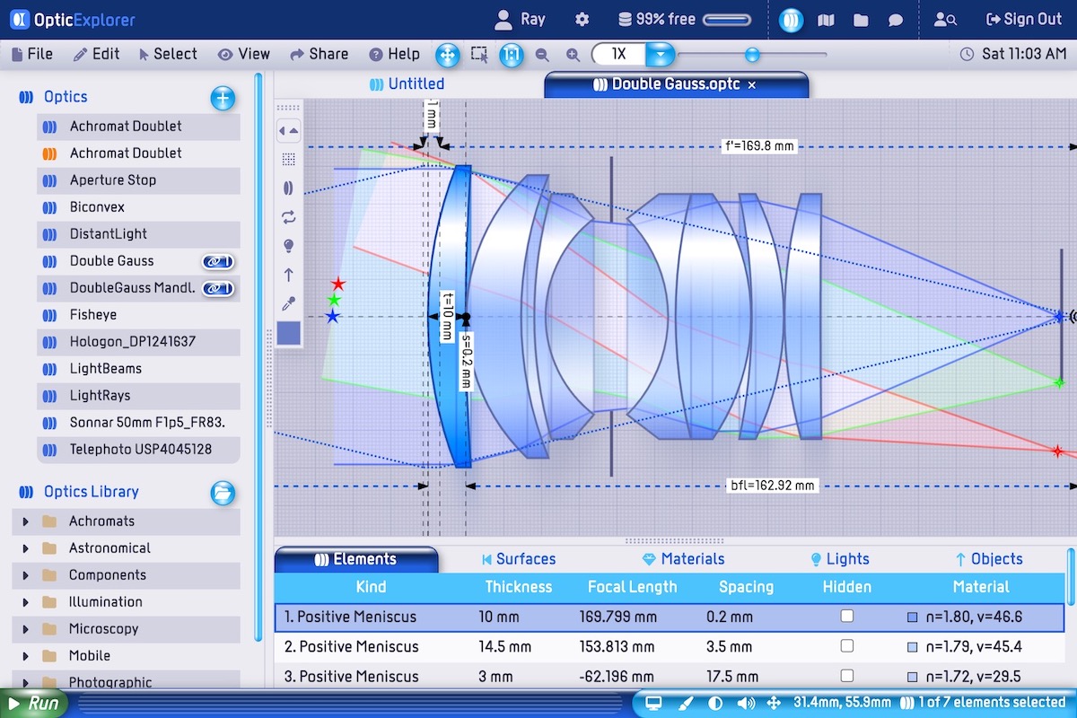 This new OpticExplorer lens simulator / database has the details on 50