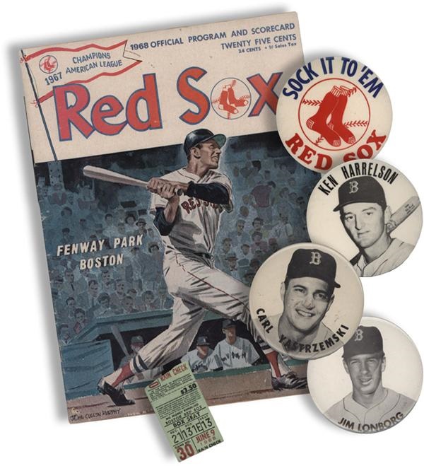 1967 Boston Red Sox Memorabilia Collection with Scarce Pins (6)