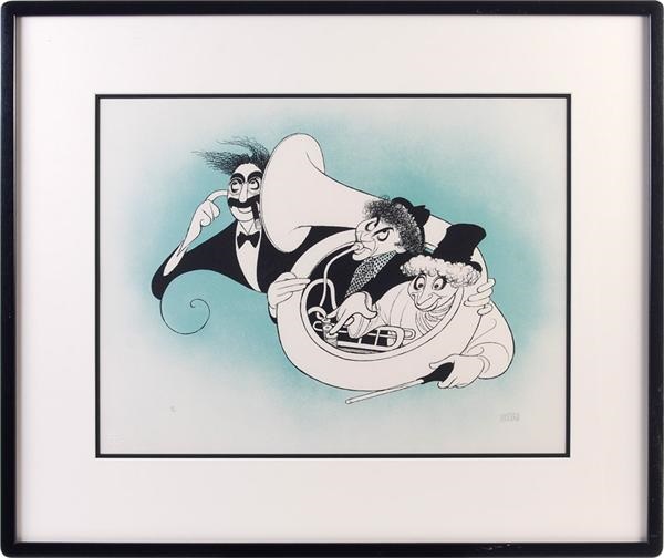 Marx Brothers French Horn Lithograph by Al Hirschfeld